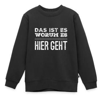 hier ist das warum - Kinder Premium Organic Sweatshirt - Schwarz - Vorne - AI Model Kid Female (0cm)