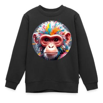Monkey / Animal / Zoo / Chimpanzee / Wild / Comic - Kids Premium Organic Sweatshirt - black - Front - AI Model Kid Female (0cm)