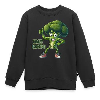 Légumes fous : Brocoli Calisthenics Pro Thumbs Up - Sweat Premium enfant bio - noir - Devant - AI Model Kid Female (0cm)