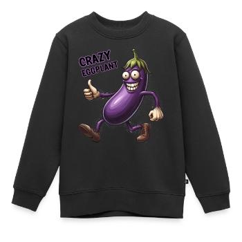 Crazy Veggies: Eggplant Hairy Power Walker - Kinder Premium Organic Sweatshirt - Schwarz - Vorne - AI Model Kid Female (0cm)