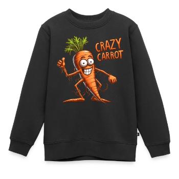 Crazy Veggies: Carrot Thumbs Up - Kinder Premium Organic Sweatshirt - Schwarz - Vorne - AI Model Kid Female (0cm)