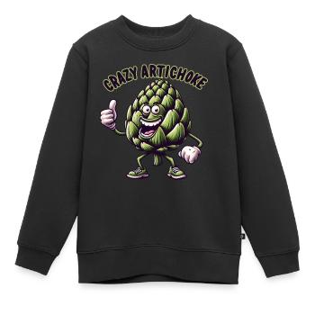 Crazy Veggies: Artichoke Thumbs Up - Kinder Premium Organic Sweatshirt - Schwarz - Vorne - AI Model Kid Female (0cm)