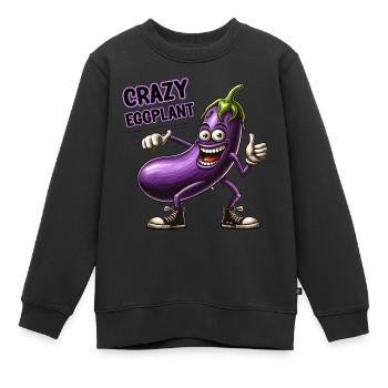 Légumes fous : Aubergine poilue pouce en l’air - Sweat Premium enfant bio - noir - Devant - AI Model Kid Female (0cm)