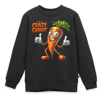 Crazy Veggies: Young Carrot Thumbs Up - Kinder Premium Organic Sweatshirt - Schwarz - Vorne - AI Model Kid Female (0cm)