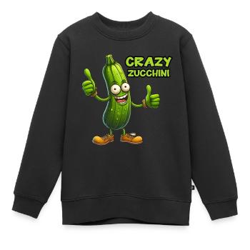 Crazy Veggies: Zucchini Thumbs Up - Kinder Premium Organic Sweatshirt - Schwarz - Vorne - AI Model Kid Female (0cm)