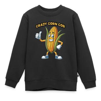 Crazy Veggies: Corn Cob Thumbs Up - Kinder Premium Organic Sweatshirt - Schwarz - Vorne - AI Model Kid Female (0cm)