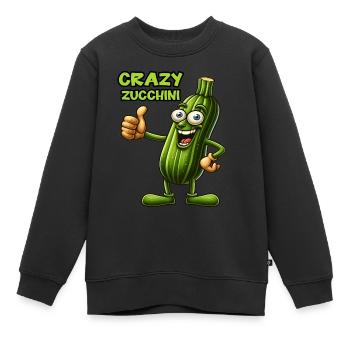 Crazy Veggies: Zucchini Thumbs Up - Kinder Premium Organic Sweatshirt - Schwarz - Vorne - AI Model Kid Female (0cm)