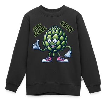 Crazy Veggies: Artichoke Gang Thumbs Up - Kinder Premium Organic Sweatshirt - Schwarz - Vorne - AI Model Kid Female (0cm)