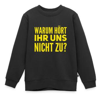 zuhören verbindet - Kinder Premium Organic Sweatshirt - Schwarz - Vorne - AI Model Kid Female (0cm)