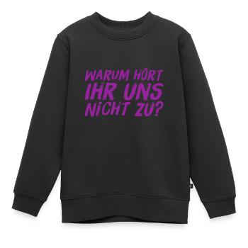 zuhören ist super - Kinder Premium Organic Sweatshirt - Schwarz - Vorne - AI Model Kid Female (0cm)