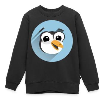 Drôle de visage de pingouin - Sweat Premium enfant bio - noir - Devant - AI Model Kid Female (0cm)