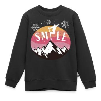 « Sourire » Ski Montagne Ski Vacances Ski - Sweat Premium enfant bio - noir - Devant - AI Model Kid Female (0cm)