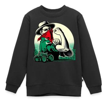 Fermière Forte - Sweat Premium enfant bio - noir - Devant - AI Model Kid Female (0cm)