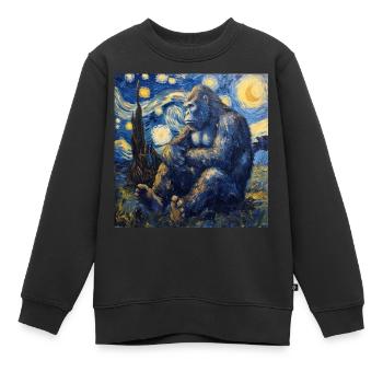 bigfoot, big foot, van gogh, sternenacht - Kinder Premium Organic Sweatshirt - Schwarz - Vorne - AI Model Kid Female (0cm)
