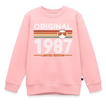 1987 - Kinder Premium Organic Sweatshirt - Rosa - Vorne - AI Model Kid Female (0cm)