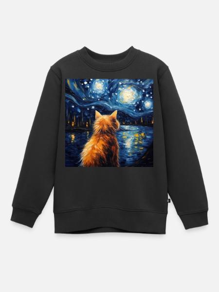 Katze, katzenmotiv - Kinder Premium Organic Sweatshirt - Schwarz