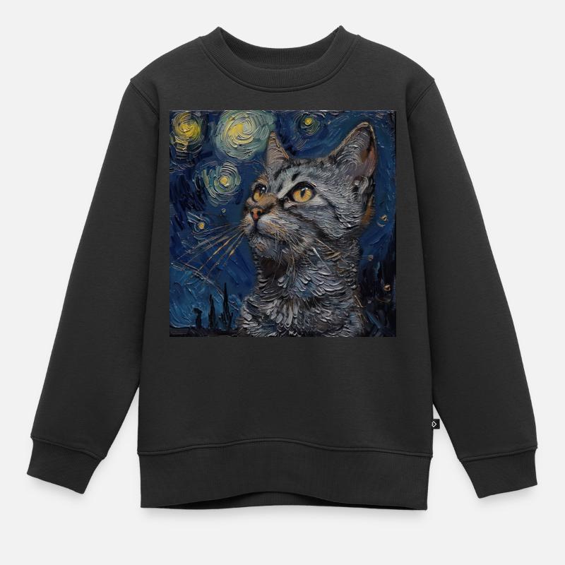 Chat, Motif De Chat, - Sweat Premium enfant bio - noir