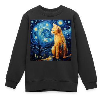Katze, katzenmotiv - Kinder Premium Organic Sweatshirt - Schwarz - Vorne - AI Model Kid Female (0cm)