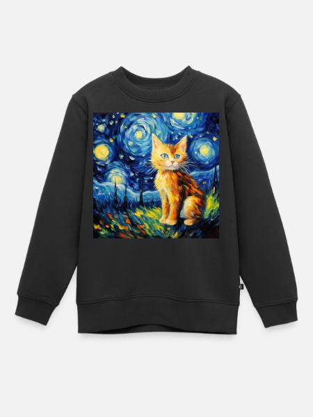 Katze, katzenmotiv - Kinder Premium Organic Sweatshirt - Schwarz