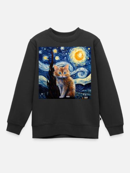Katze, katzenmotiv - Kinder Premium Organic Sweatshirt - Schwarz