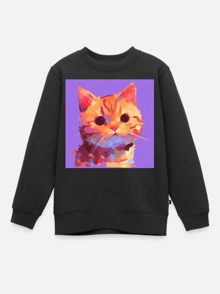 Chat, Motif De Chat - Sweat Premium enfant bio - noir