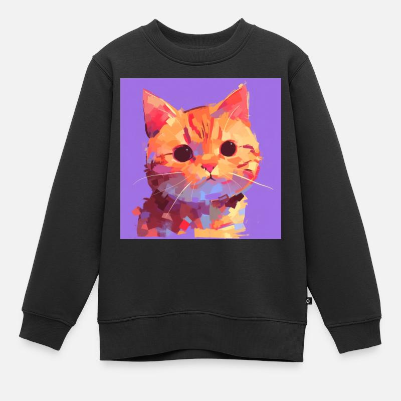 Chat, Motif De Chat - Sweat Premium enfant bio - noir