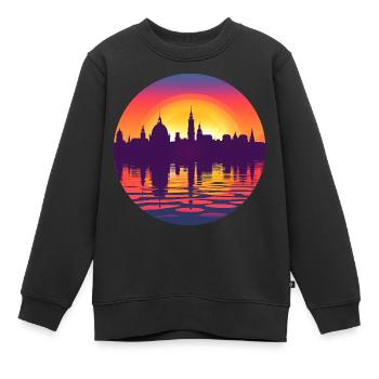 Halle Skyline - Kinder Premium Organic Sweatshirt - Schwarz - Vorne - AI Model Kid Female (0cm)