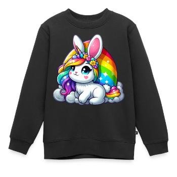 LICORNE ARC-EN-CIEL - LAPIN DE PÂQUES - Sweat Premium enfant bio - noir - Devant - AI Model Kid Female (0cm)