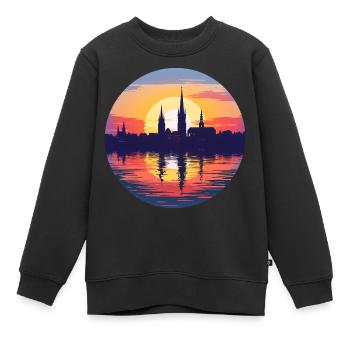 Ligne d’horizon d’Erfurt - Sweat Premium enfant bio - noir - Devant - AI Model Kid Female (0cm)