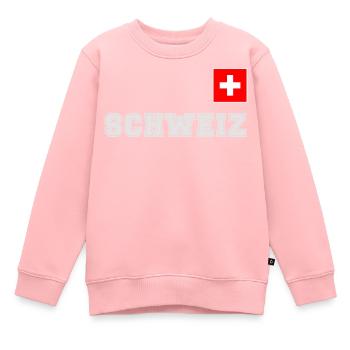 Schweiz Trikot Look - mit Fahne Flagge auf Brust - Kinder Premium Organic Sweatshirt - Rosa - Vorne - AI Model Kid Female (0cm)