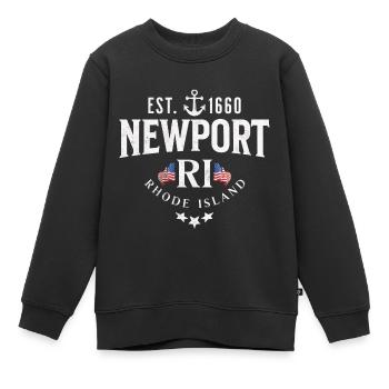 Newport Rhode island - Sweat Premium enfant bio - noir - Devant - AI Model Kid Female (0cm)