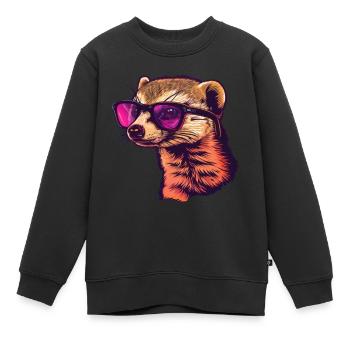 Mangouste, mangouste, lunettes de soleil, été, cadeau - Sweat Premium enfant bio - noir - Devant - AI Model Kid Female (0cm)