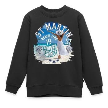 Beach time St Martin west indies - Sweat Premium enfant bio - noir - Devant - AI Model Kid Female (0cm)