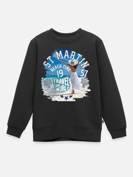 Beach time St Martin west indies - Sweat Premium enfant bio - noir