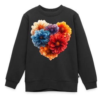 Herz aus Dahlien - Kinder Premium Organic Sweatshirt - Schwarz - Vorne - AI Model Kid Female (0cm)