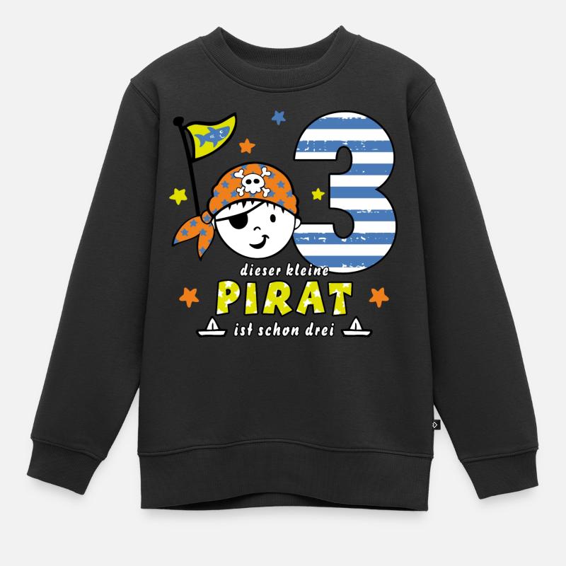 Dritter Geburtstag - Pirat ich bin schon 3 Jungen - Kinder Premium Organic Sweatshirt - Schwarz