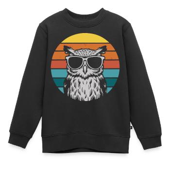 oiseau de nuit hibou hibou oiseau - Sweat Premium enfant bio - noir - Devant - AI Model Kid Female (0cm)