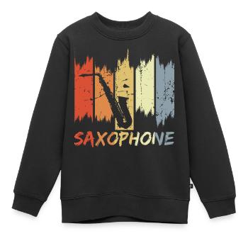 Vintage Saxophonist - Kinder Premium Organic Sweatshirt - Schwarz - Vorne - AI Model Kid Female (0cm)