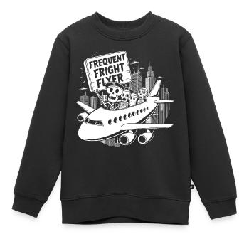 Lustiges Halloween Flugzeug - Kinder Premium Organic Sweatshirt - Schwarz - Vorne - AI Model Kid Female (0cm)
