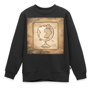 Geografie - Globus & Zeigestock / Vintage Kunst - Kinder Premium Organic Sweatshirt - Schwarz - Vorne - AI Model Kid Female (0cm)