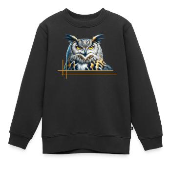 Beeindruckender Uhu - Kinder Premium Organic Sweatshirt - Schwarz - Vorne - AI Model Kid Female (0cm)