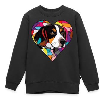 Beagle Chien Coeur Amour Chien - Sweat Premium enfant bio - noir - Devant - AI Model Kid Female (0cm)