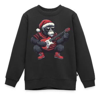 Guitare de Noël Gorilla - Sweat Premium enfant bio - noir - Devant - AI Model Kid Female (0cm)