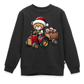 Teddy as Santa Claus with tractor - Kids Premium Organic Sweatshirt - black - Front - AI Model Kid Female (0cm)