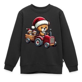 Teddy as Santa Claus with tractor - Kids Premium Organic Sweatshirt - black - Front - AI Model Kid Female (0cm)