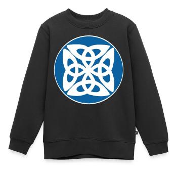 Blaues keltisches Symbol - Kinder Premium Organic Sweatshirt - Schwarz - Vorne - AI Model Kid Female (0cm)