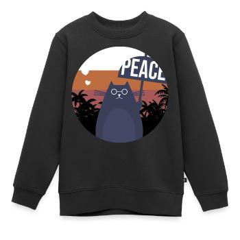 Chat Noir pour la Paix - Sweat Premium enfant bio - noir - Devant - AI Model Kid Female (0cm)