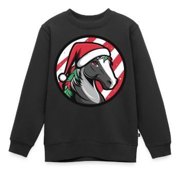 Cheval Noël Animal - Sweat Premium enfant bio - noir - Devant - AI Model Kid Female (0cm)