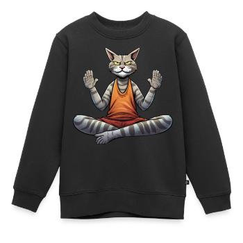Yoga Katze - Kinder Premium Organic Sweatshirt - Schwarz - Vorne - AI Model Kid Female (0cm)