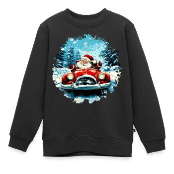 Autofahrer Weihnachten / Weihnachtsmann Autofahrer - Kinder Premium Organic Sweatshirt - Schwarz - Vorne - AI Model Kid Female (0cm)